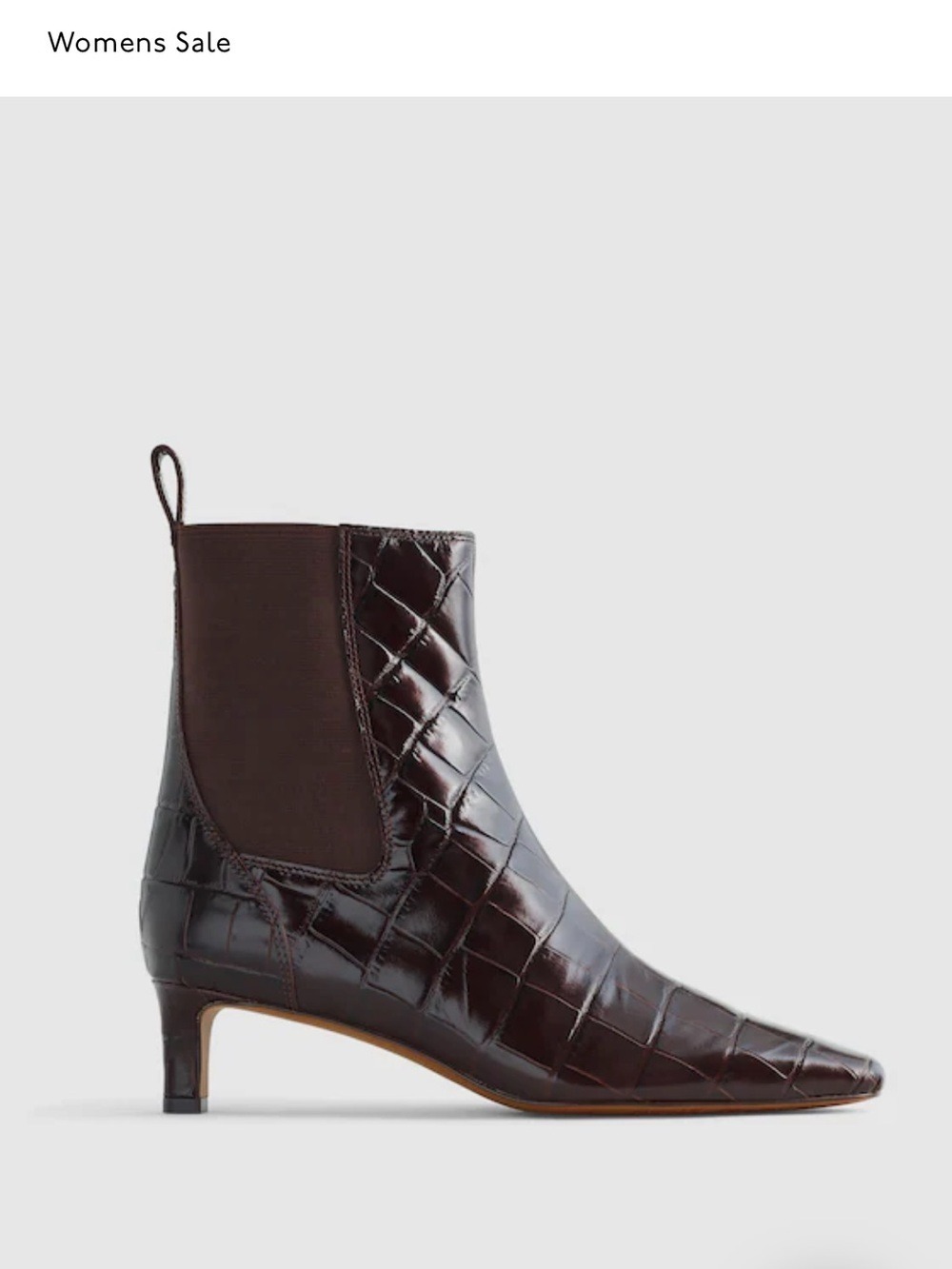 Madewell Dimes Croc-Embossed Chelsea Ankle Boots Coffee Bean Sz 8 NWOB